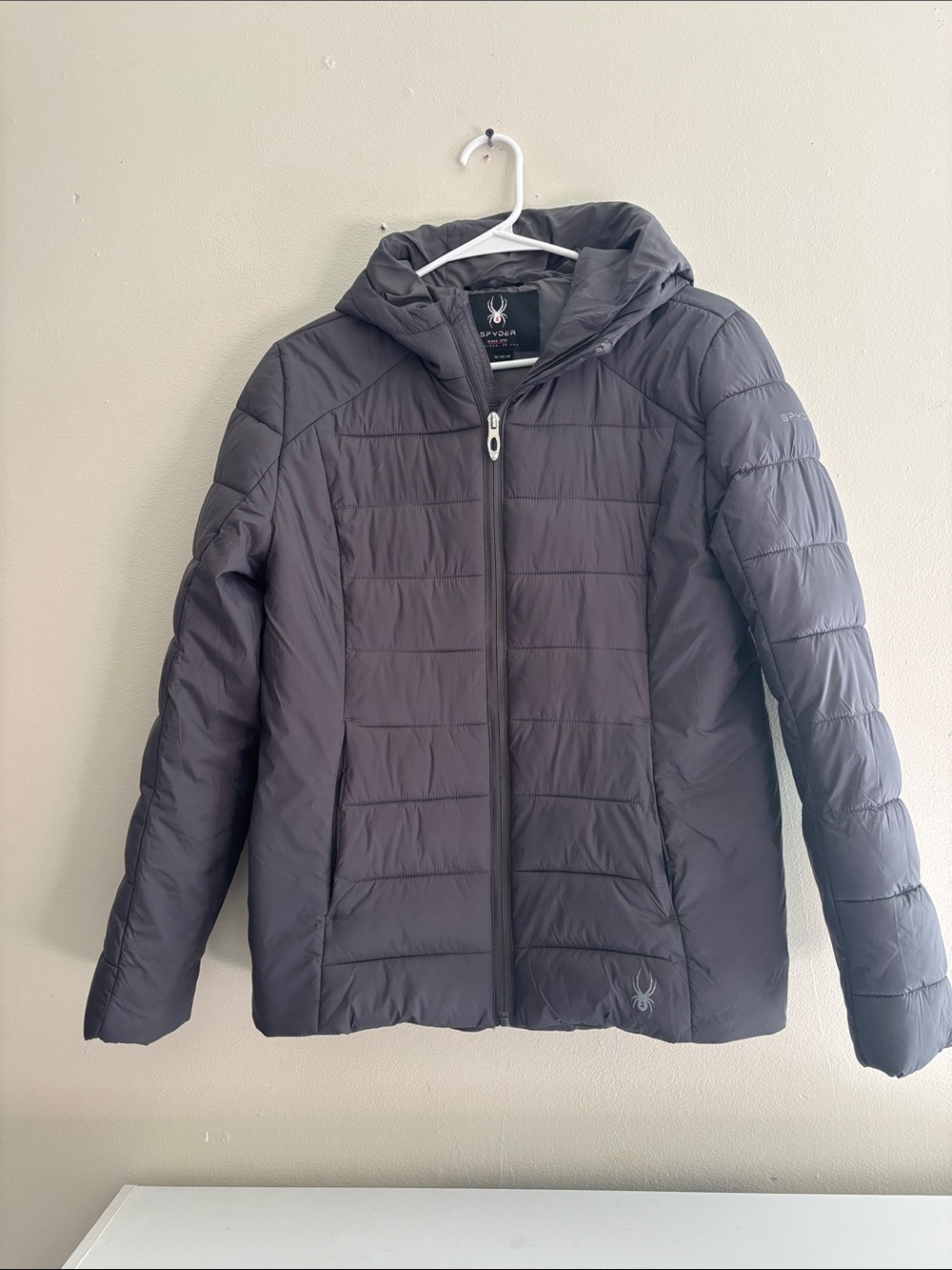 Spyder Women's Hooded Quilted Puffer Jacket - Charcoal